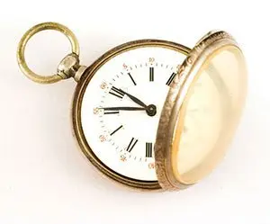 Open gold pocket watch with a white face, suggesting the 3 to 6 week wait before marketing lifts sales